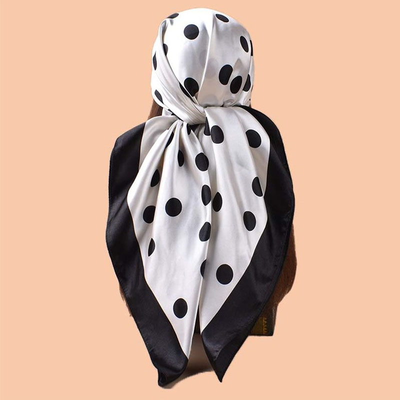 Windsor Knot Tie - ผ้าพันคอไหมลายจุดหรูหรา ขนาด 90*90 ซม. สำหรับผู้หญิง ผ้าซาตินเนื้อนุ่ม