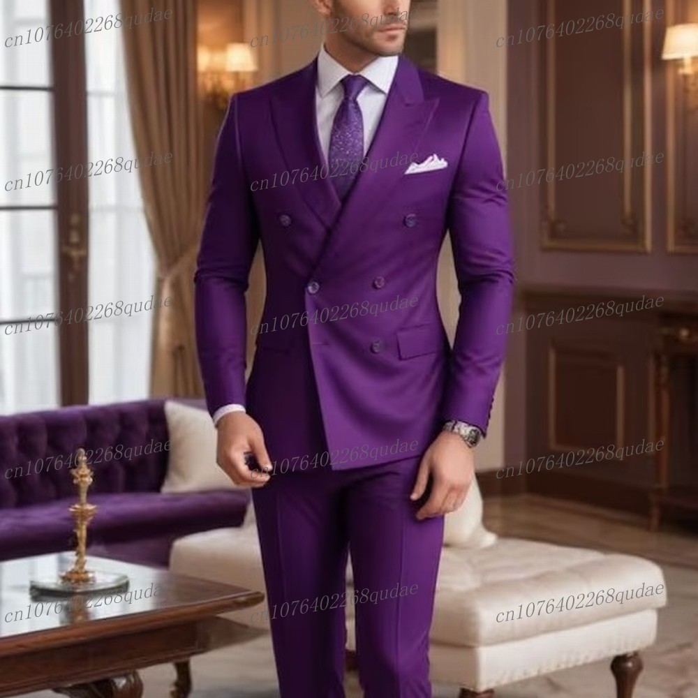 Men Formal Wear Purple - ชุดสูทผู้ชายสีม่วงสำหรับงานพิธีการ งานแต่งงาน งานเลี้ยง ชุดทักซิโด้เจ้าบ่าว ชุดเจ้าบ่าว 2