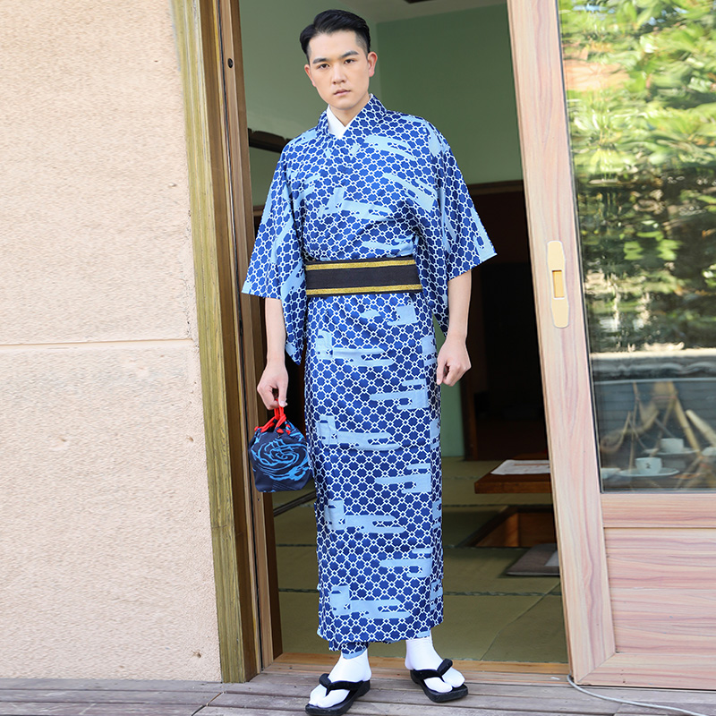 Men'S Formal Ethnic Wear - ฤดูร้อนเสื้อผ้าชาติพันธุ์ญี่ปุ่นดอกไม้ไฟการประชุมสุภาพบุรุษสวมชุดกิโมโนอย่างเป็นทางการแบบดั้งเดิม Man ต่อต้านริ้วรอยไม่มีเหล็กวัสดุ