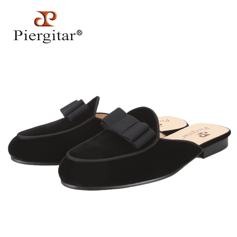 Men'S Formal Wear Slippers - รองเท้าแตะแบบสวมสำหรับผู้ชาย รุ่นใหม่ประจำฤดูร้อนปี 2026 ยี่ห้อ Piergitar สีดำกำมะหยี่