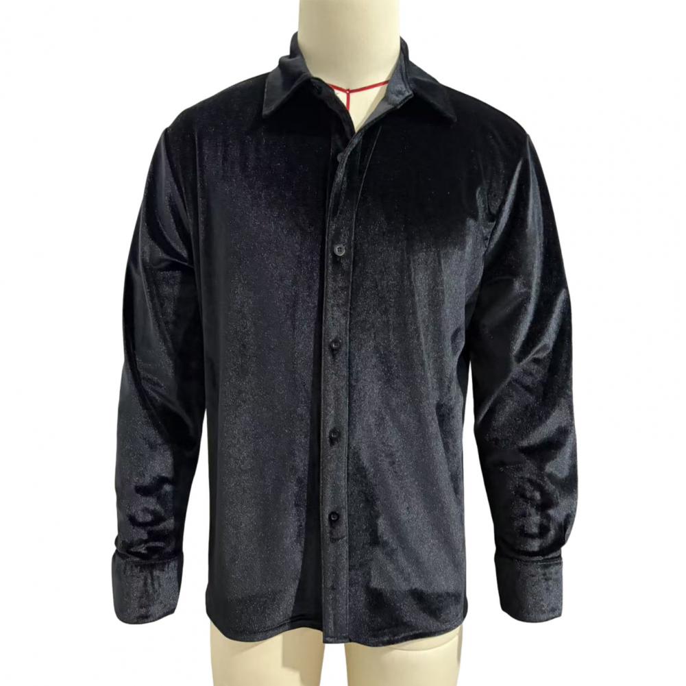 Men Formal Party Wear Shirt - เสื้อเชิ้ตกำมะหยี่ผู้ชาย เสื้อเชิ้ตกำมะหยี่แขนยาว ติดกระดุม ปกเชิ้ต ลำลอง ทางการ