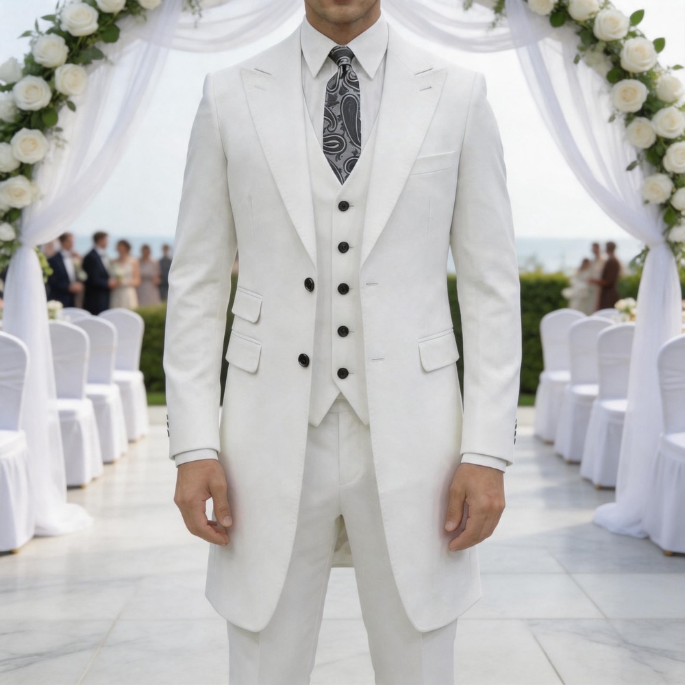 Men Formal Wear Jacket - ชุดสูทผู้ชายทรงเข้ารูป 3 ชิ้น ชุดสูทงานแต่งงานแบบยาวสั่งตัดได้ ชุดทักซิโด้สำหรับธุรกิจ ชุดออกงานสำหรับเจ้าบ่าว