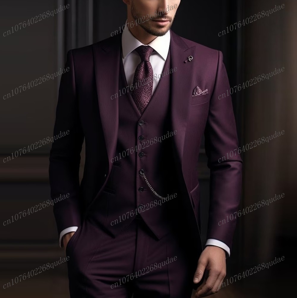 Men Formal Wear Purple - ชุดสูทสีม่วงเข้มสำหรับผู้ชาย ชุดแต่งงาน ชุดเจ้าบ่าว ชุดเพื่อนเจ้าบ่าว ชุดทักซิโด้ ชุดเจ้าบ่าว