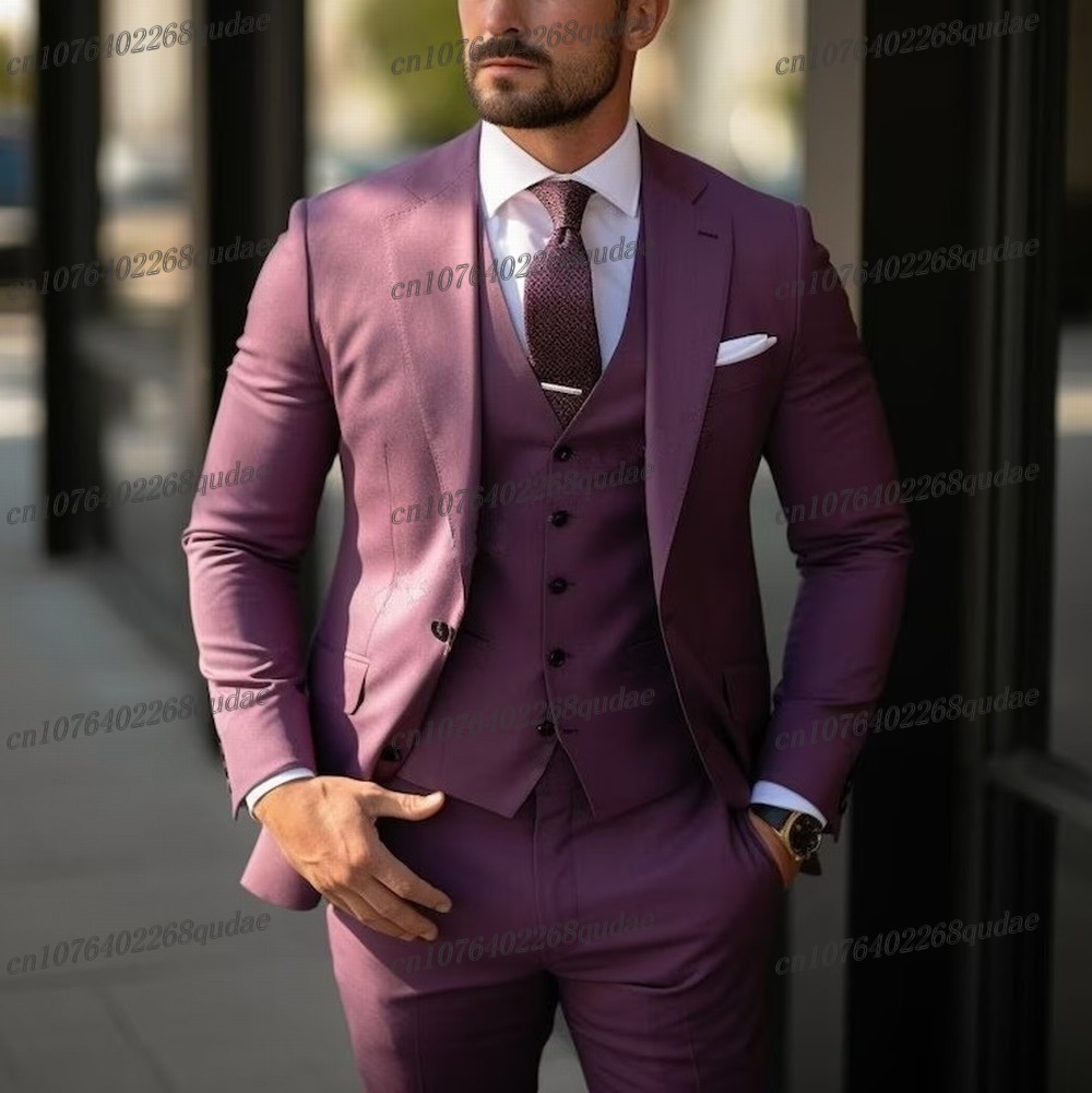 Men Formal Wear Purple - ชุดสูทสีม่วงสำหรับงานพิธีการ ชุดเจ้าบ่าว ชุดเพื่อนเจ้าบ่าว ชุดทักซิโด้ผู้ชาย ชุดเจ้าบ่าว 3