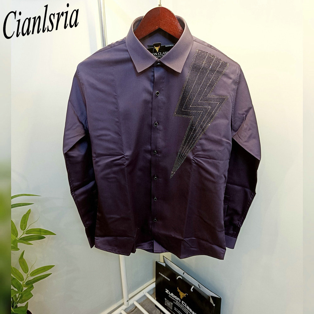 เสื้อเชิ้ตผู้ชายหรูหรา ลายเรขา - Men Formal Party Wear Shirt บทวิจารณ์และราคา