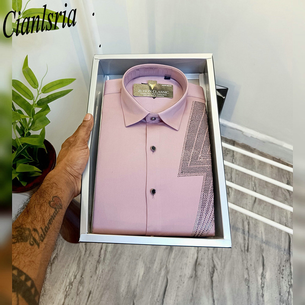 เสื้อเชิ้ตผู้ชายหรูหรา ลายเรขา - Men Formal Party Wear Shirt บทวิจารณ์และราคา