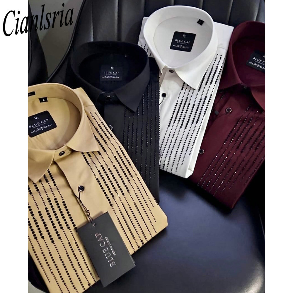 เสื้อเชิ้ตผู้ชายหรูหรา ประดับเ - Men Formal Party Wear Shirt บทวิจารณ์และราคา