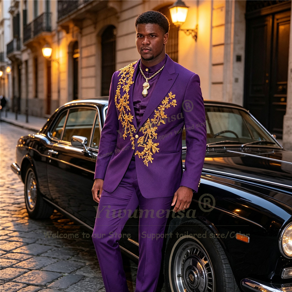 ชุดสูทสีม่วงดีไซน์พิเศษสำหรับผ - Men Formal Wear Purple บทวิจารณ์และราคา