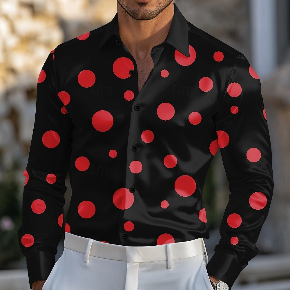 เสื้อเชิ้ตผู้ชายลายจุดเรขาคณิต - Men Formal Party Wear Shirt บทวิจารณ์และราคา