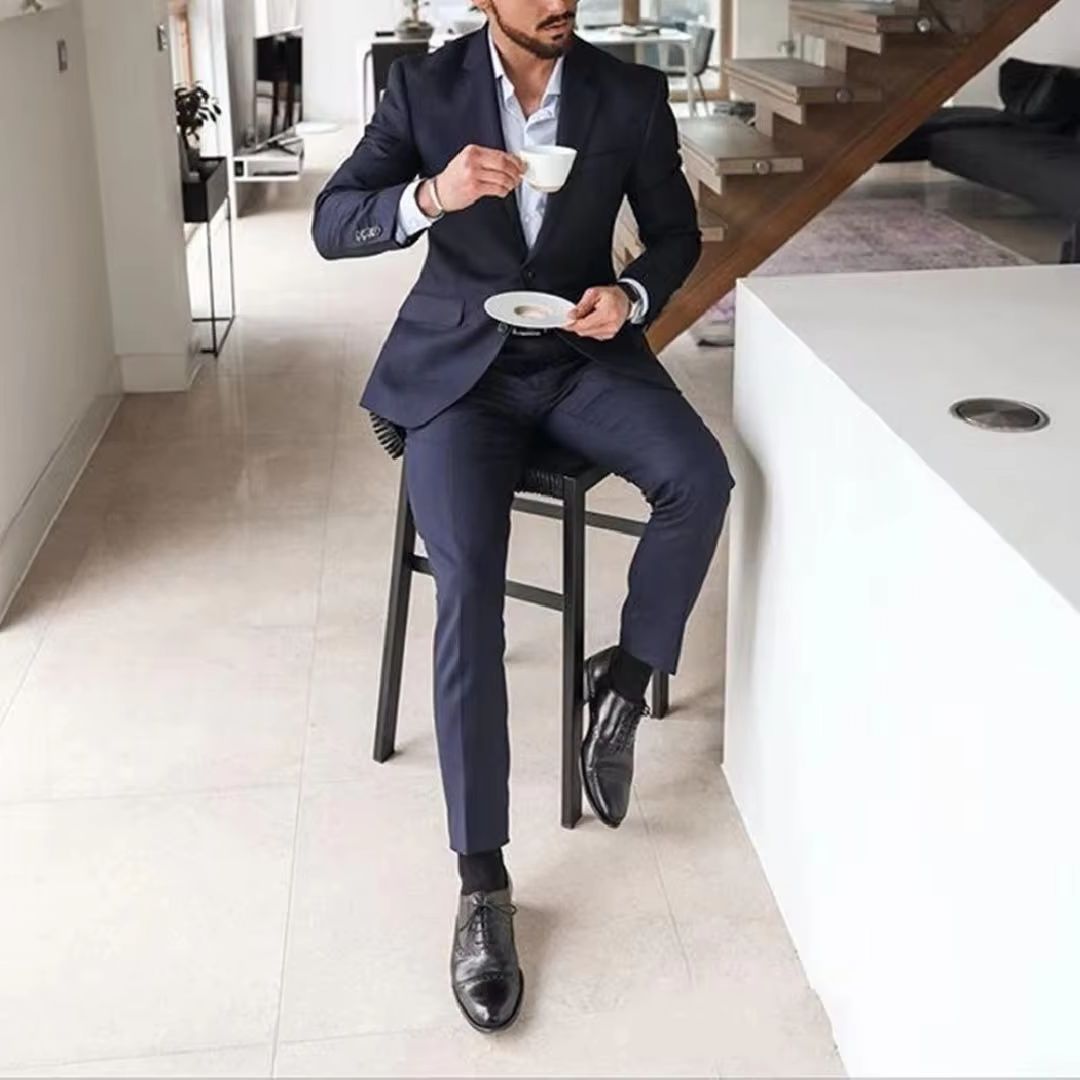 ชุดทักซิโด้ผู้ชายสีน้ำเงินกรมท - Men Formal Wear For Dinner บทวิจารณ์และราคา