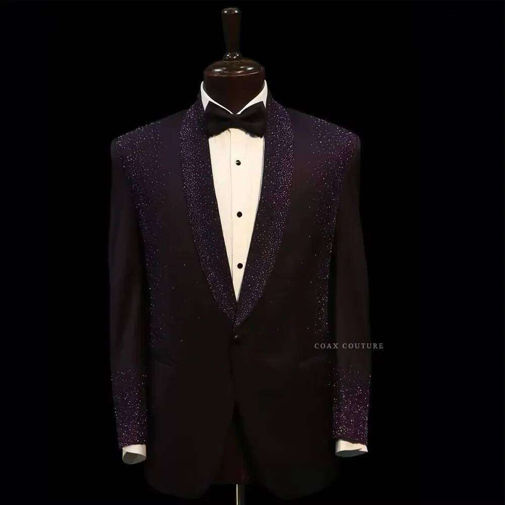 ชุดสูทผู้ชายสีม่วงประดับกลิตเต - Men Formal Wear Purple บทวิจารณ์และราคา