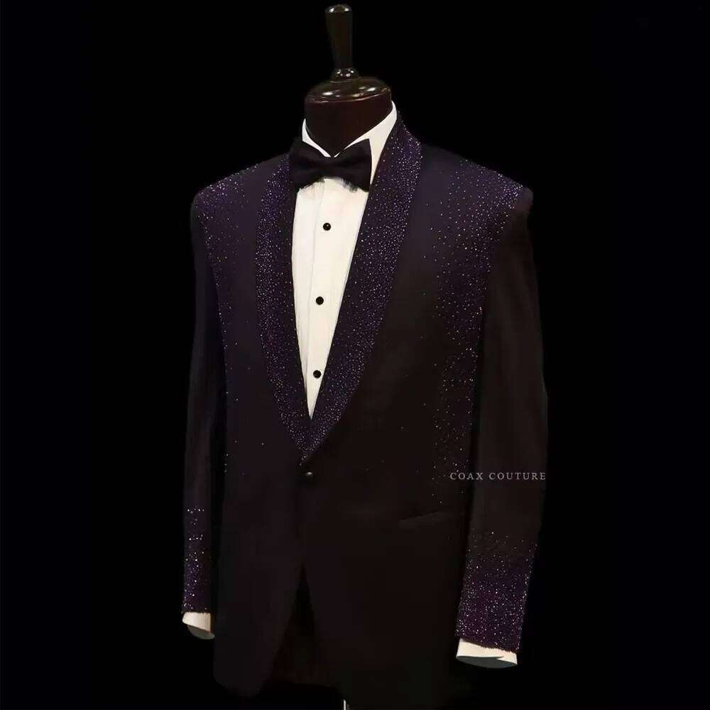 ชุดสูทผู้ชายสีม่วงประดับกลิตเต - Men Formal Wear Purple บทวิจารณ์และราคา