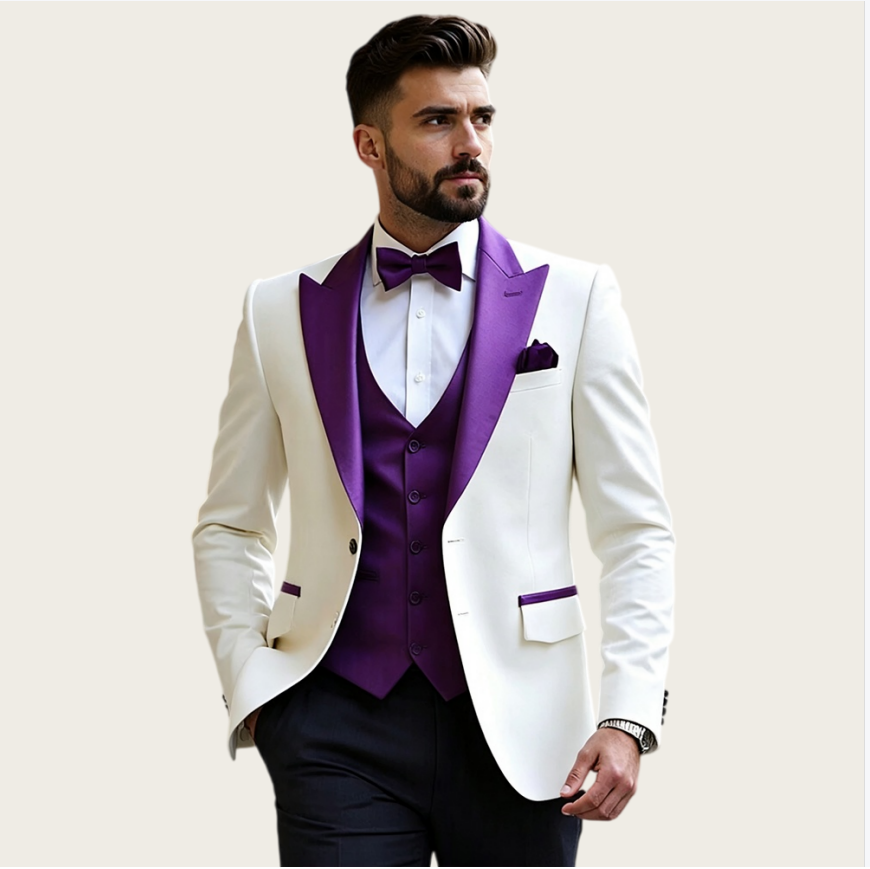 ชุดสูทผู้ชายสีขาว 3 ชิ้น ทรงสล - Men Formal Wear Jacket บทวิจารณ์และราคา