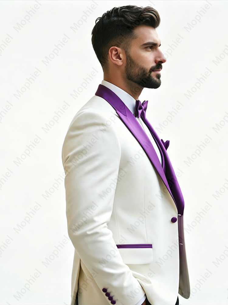 ชุดสูทผู้ชายสีขาว 3 ชิ้น ทรงสล - Men Formal Wear Jacket บทวิจารณ์และราคา
