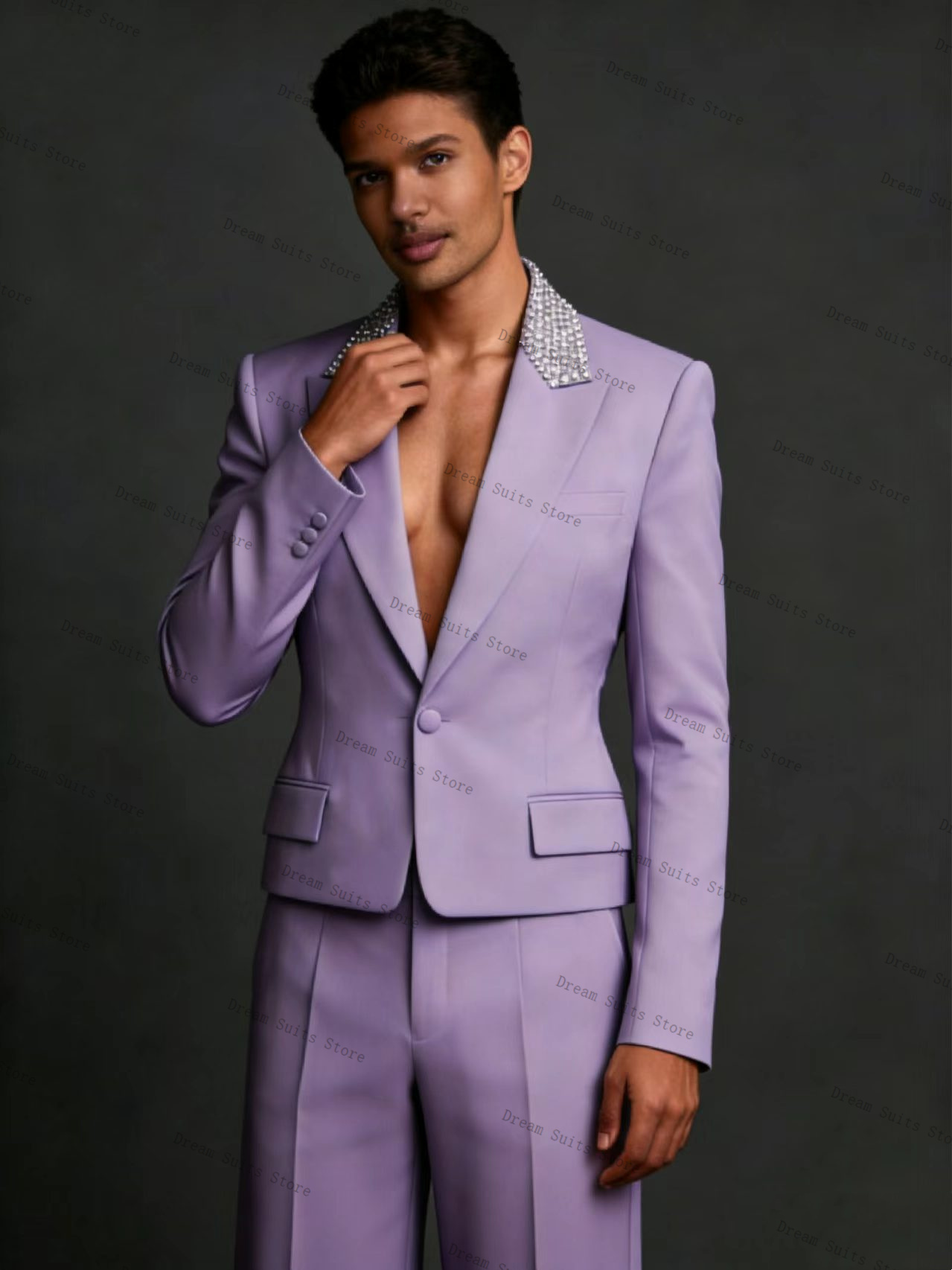 ชุดสูทผู้ชายแบบ 2 ชิ้น เสื้อเบ - Men Formal Wear Purple บทวิจารณ์และราคา
