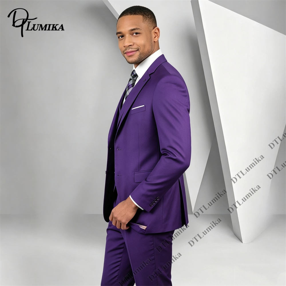 ชุดสูทผู้ชาย 3 ชิ้น สีม่วง ทรง - Men Formal Wear Purple บทวิจารณ์และราคา