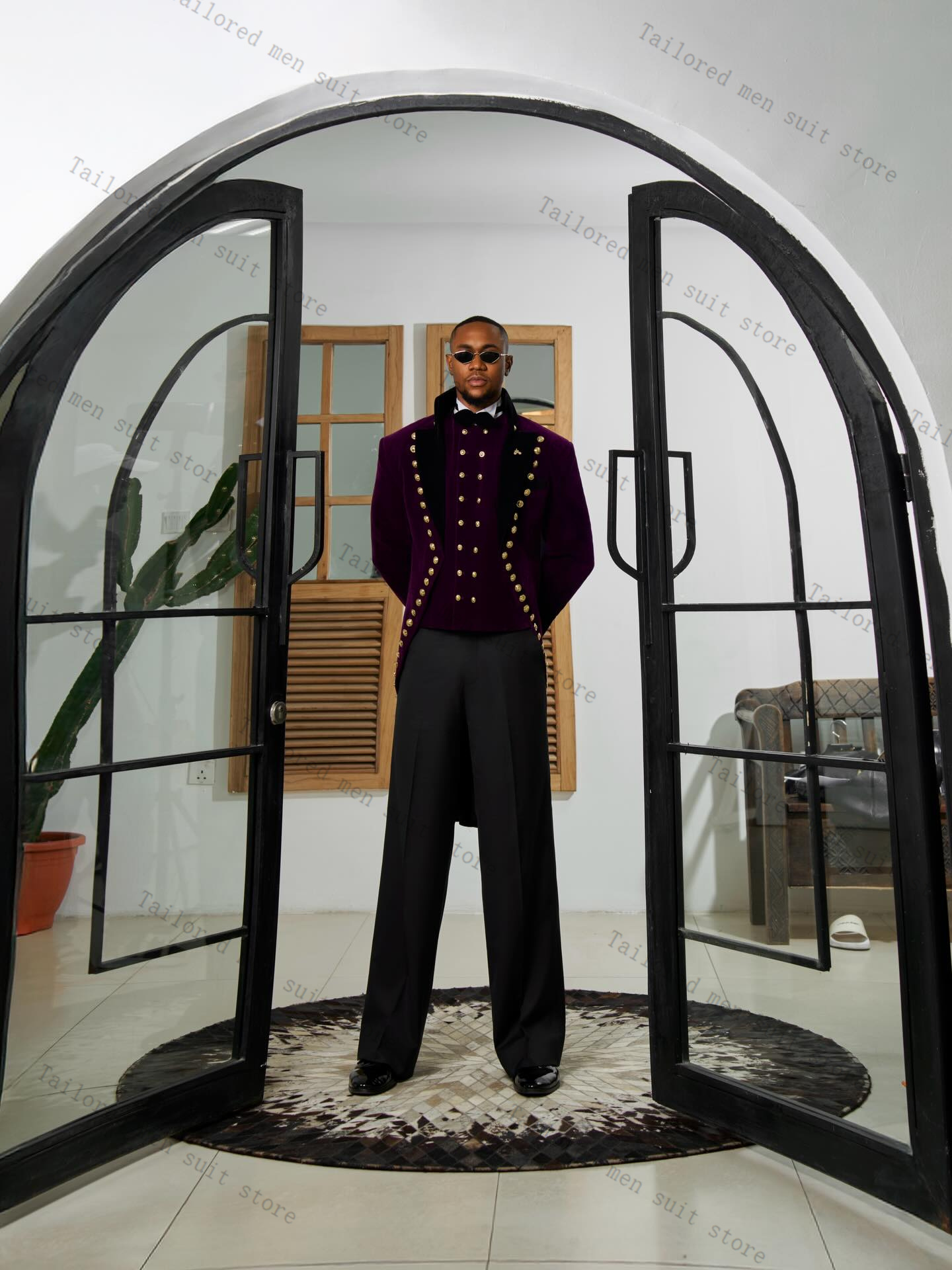 ชุดสูทผู้ชายสีม่วง 2 ชิ้น เสื้ - Men Formal Wear Purple บทวิจารณ์และราคา