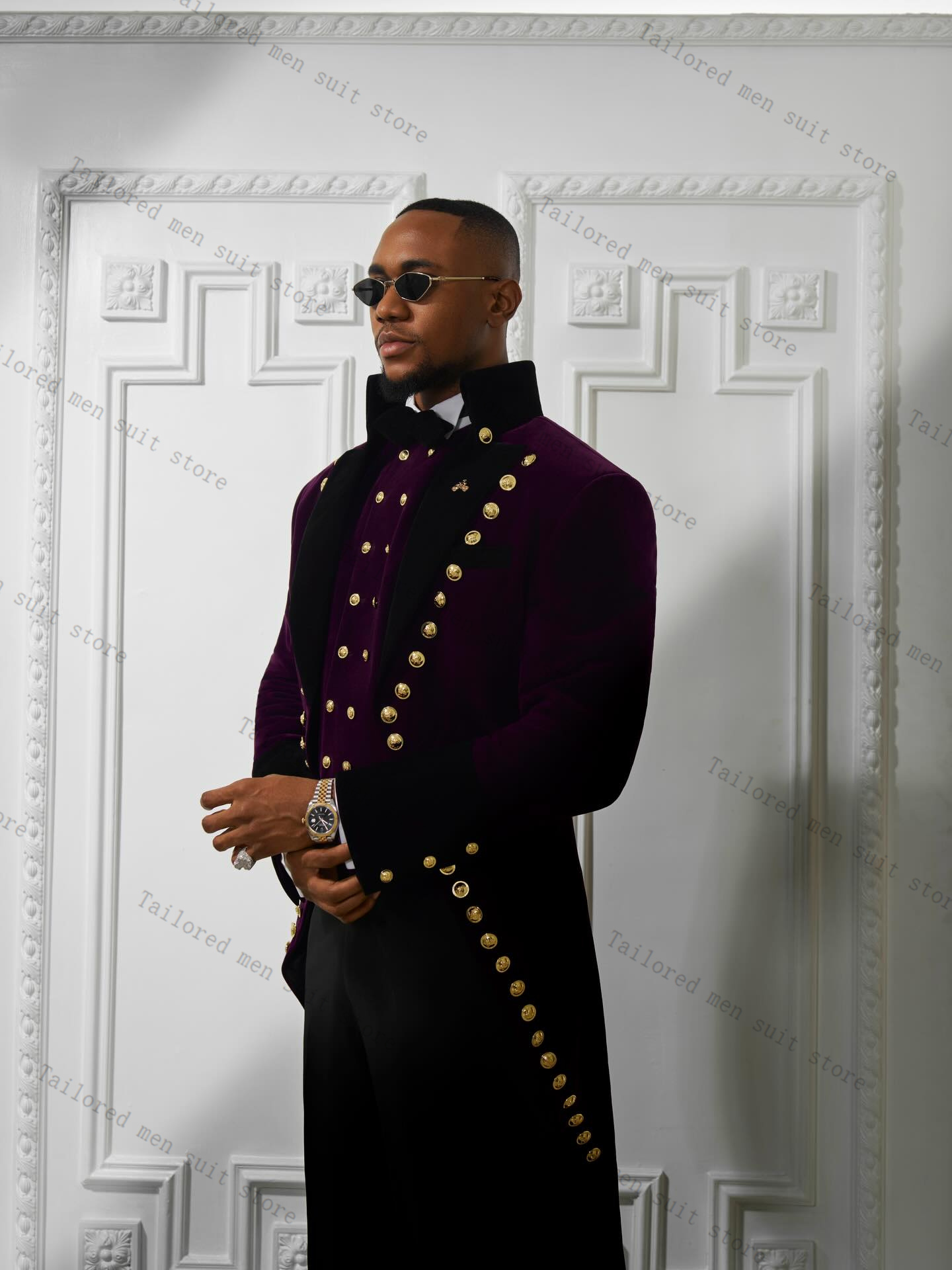 ชุดสูทผู้ชายสีม่วง 2 ชิ้น เสื้ - Men Formal Wear Purple บทวิจารณ์และราคา