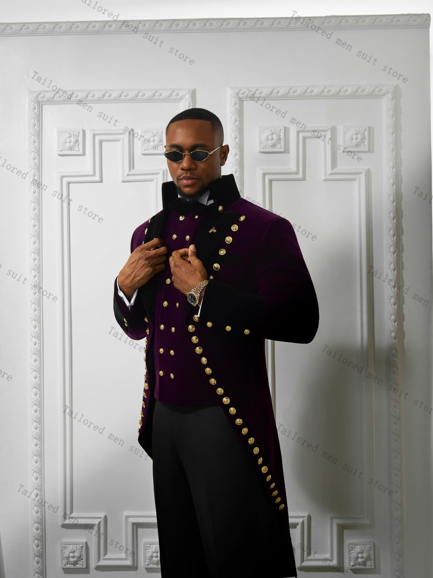 ชุดสูทผู้ชายสีม่วง 2 ชิ้น เสื้ - Men Formal Wear Purple บทวิจารณ์และราคา
