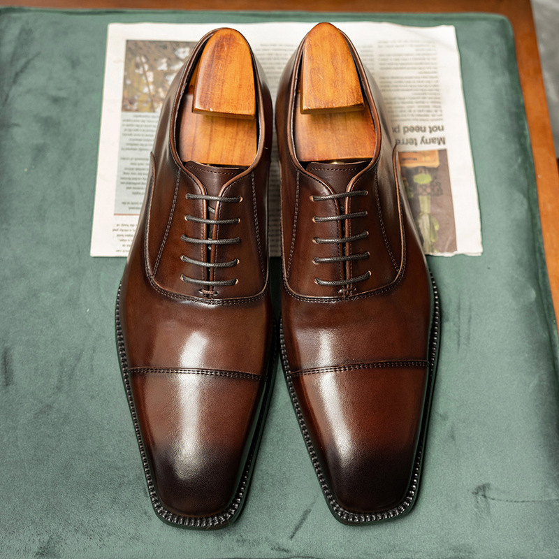 รองเท้าหนังวัวแท้ทรงสี่เหลี่ยม - High End Men'S Formal Wear บทวิจารณ์และราคา