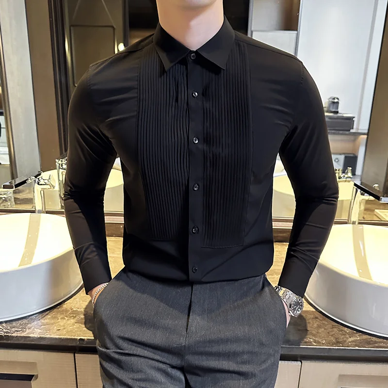 งานแต่งงานสวมใส่แขนยาวผู้ชายเส - Men Formal Party Wear Shirt บทวิจารณ์และราคา