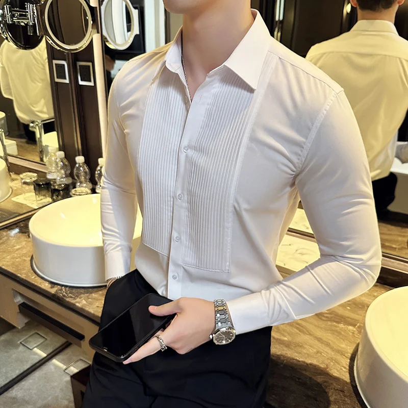งานแต่งงานสวมใส่แขนยาวผู้ชายเส - Men Formal Party Wear Shirt บทวิจารณ์และราคา